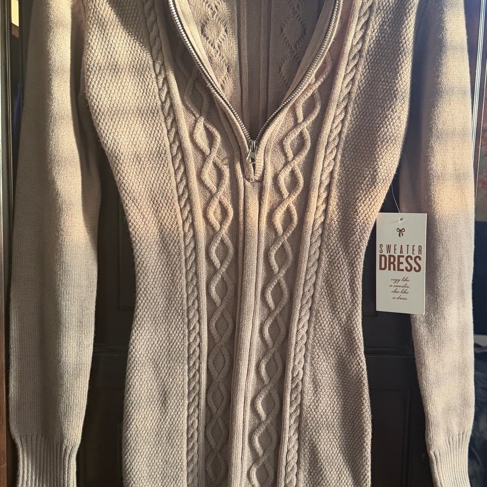 Elegant Beige Sweater Dress